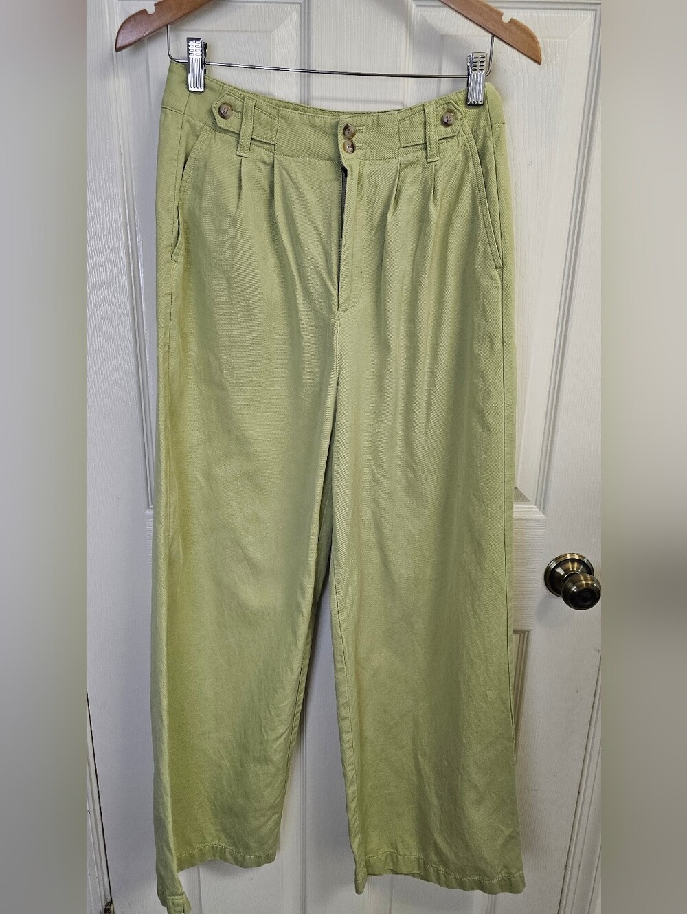 Madewell The Harlow Wide-Leg Pant in Drapey Twill Mint Green Size 2